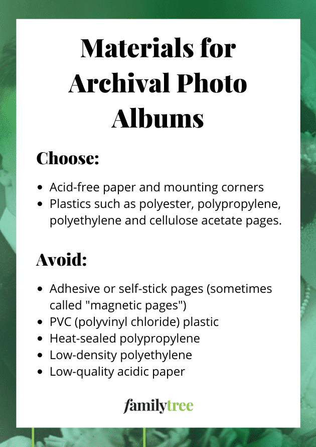 Materials for Archival Photo Albums