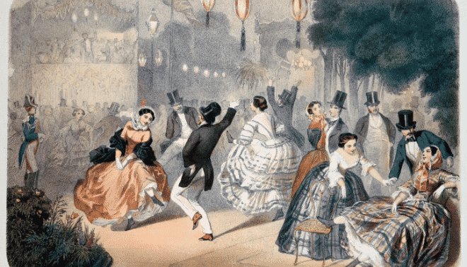 19th century painting of a dance in paris