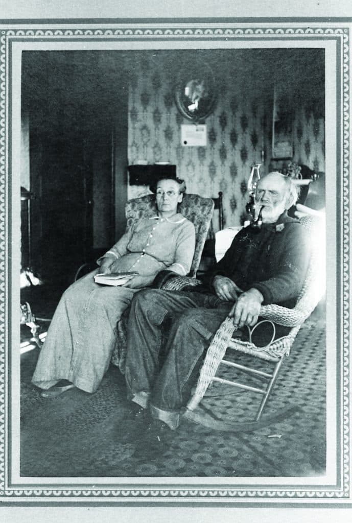 Old black and white photo of Elizabeth Josephine McAuley and David H. Russell