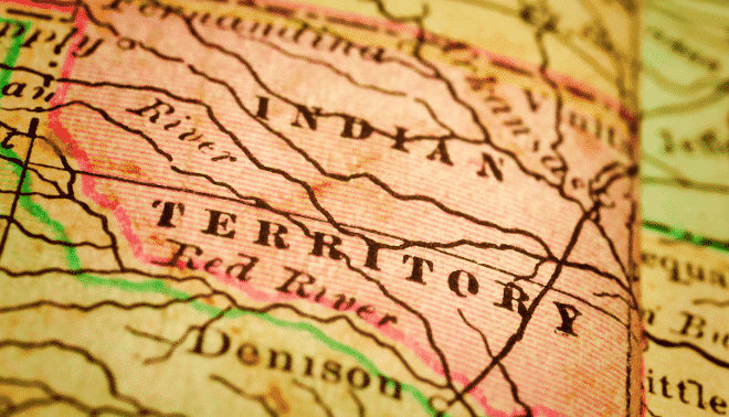 Vintage map of Indian Territory
