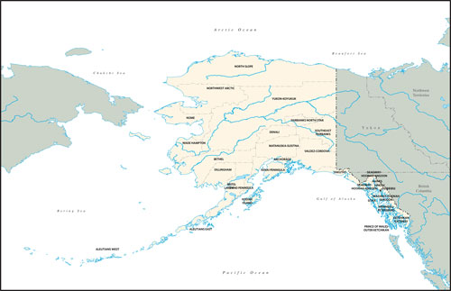 Alaska state map with county outlines