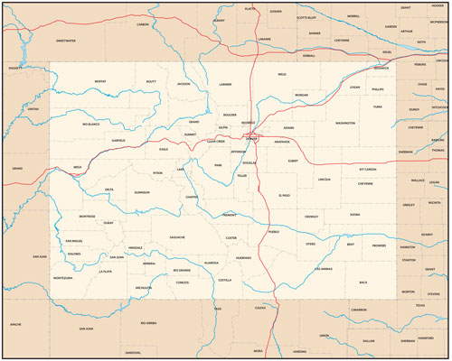Colorado state map with county outlines