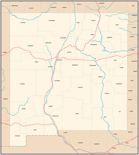 New Mexico state map with county outlines