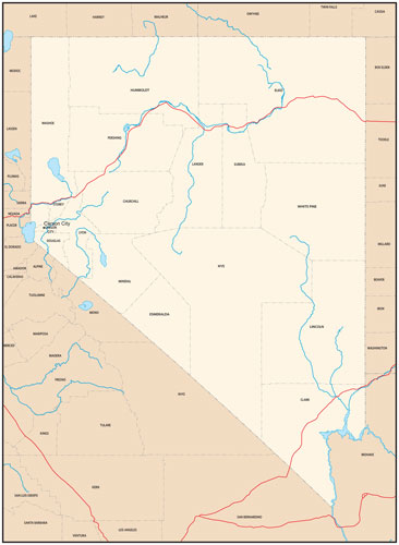 Nevada state map with county outlines