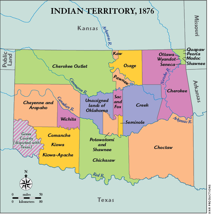 Map of Indian Territory in Oklahoma (1876)