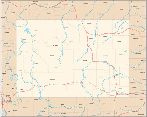 Wyoming state map with county outlines