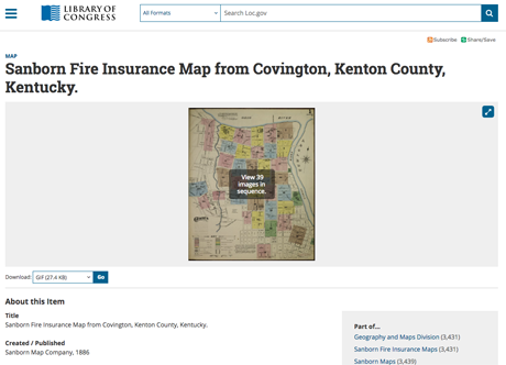 A Sanborn map for Covington, Kentucky.
