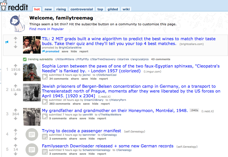 reddit for genealogy, how to use reddit, genealogy websites, social genealogy, social media for genealogy