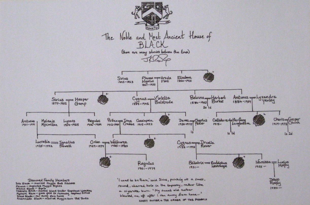 famous family trees, fictional family trees, Harry Potter genealogy