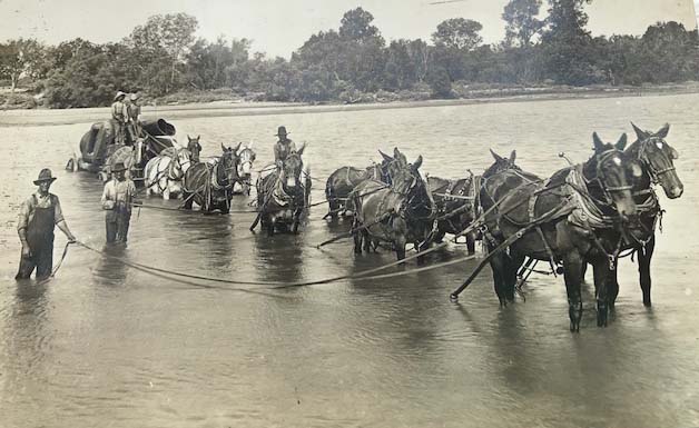 old photo river crossing