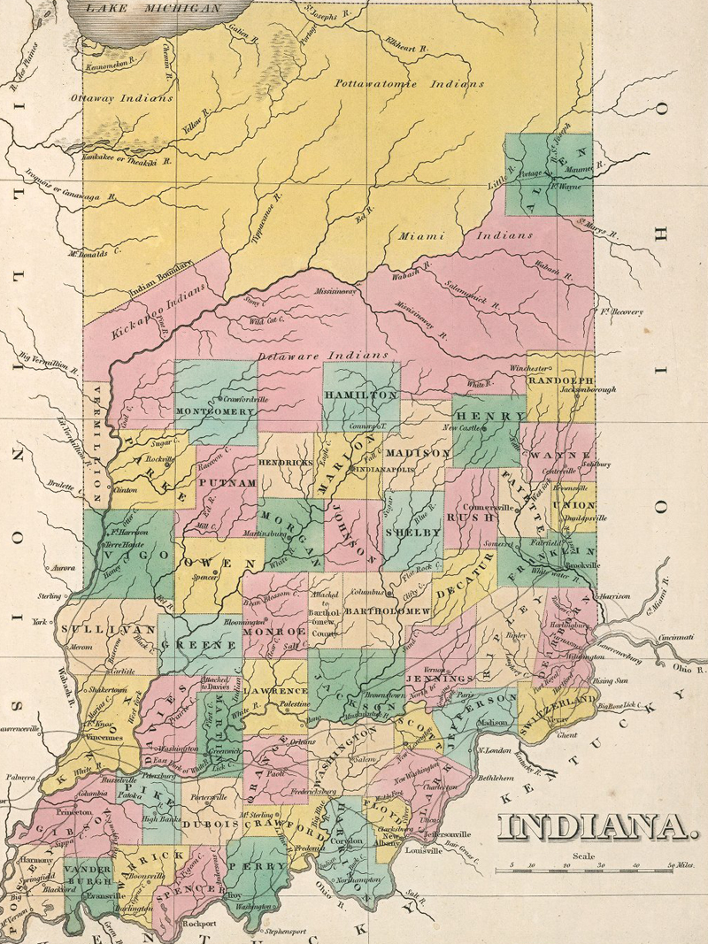 Celebrate the Hoosier State's birthday with this historical map of Indiana.