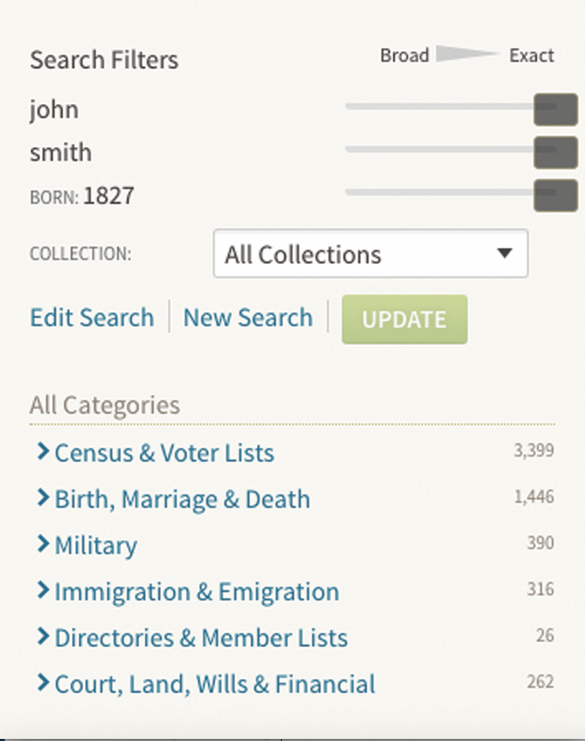 Ancestry.com search options tool records tips