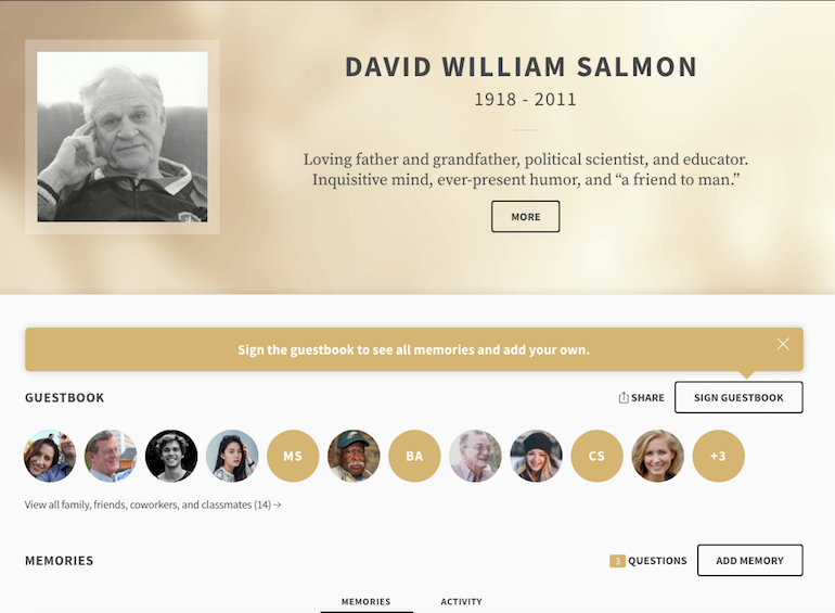 online memorial website loved one