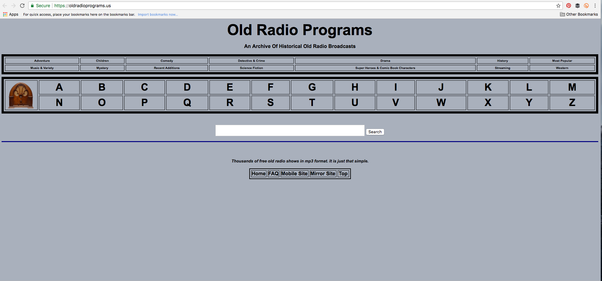 Old radio programs website image