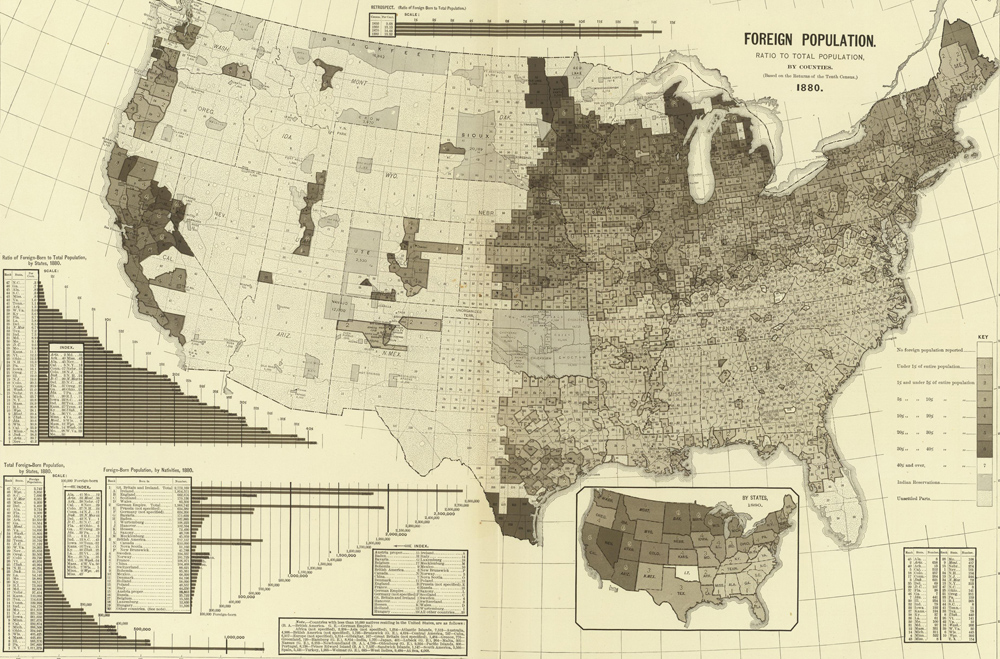 Gaze into the past with this foreign-born population map of 1880.