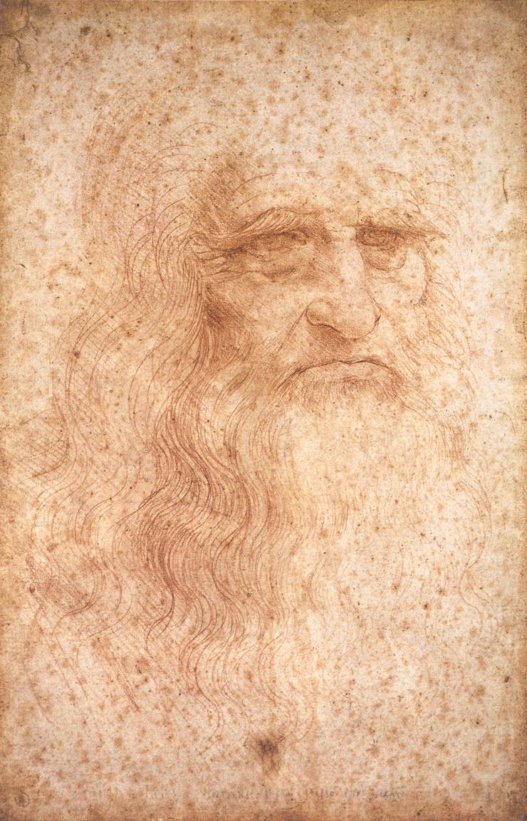 portrait of a man in red chalk