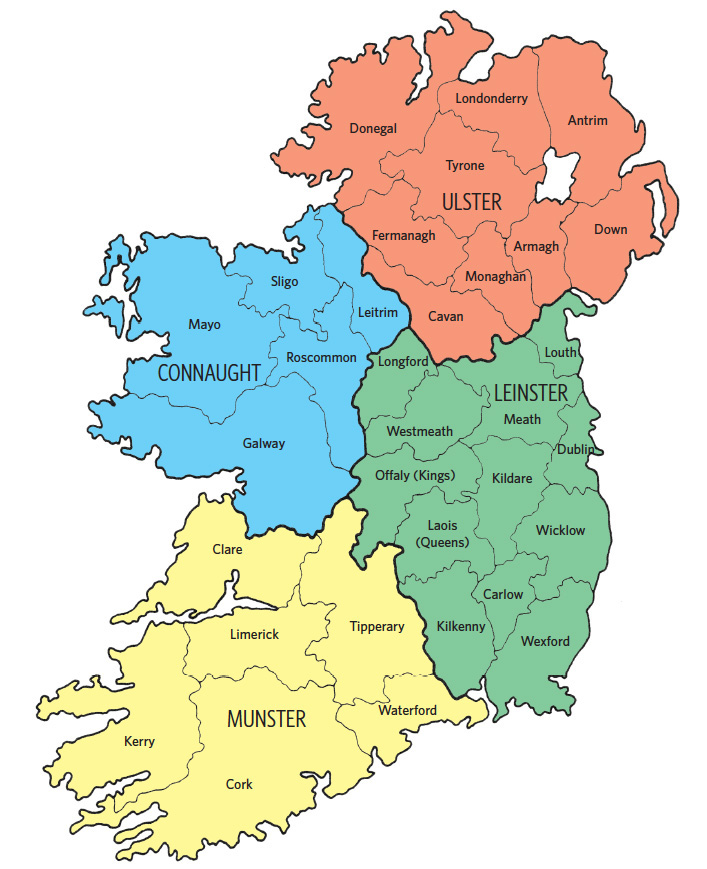 This Irish counties map will help you determine which county of Ireland your ancestor was from.