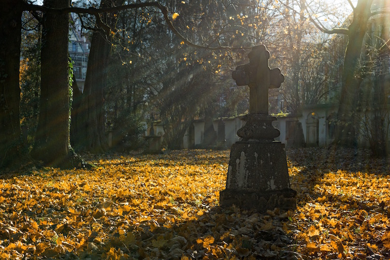 Cemetery in fall.