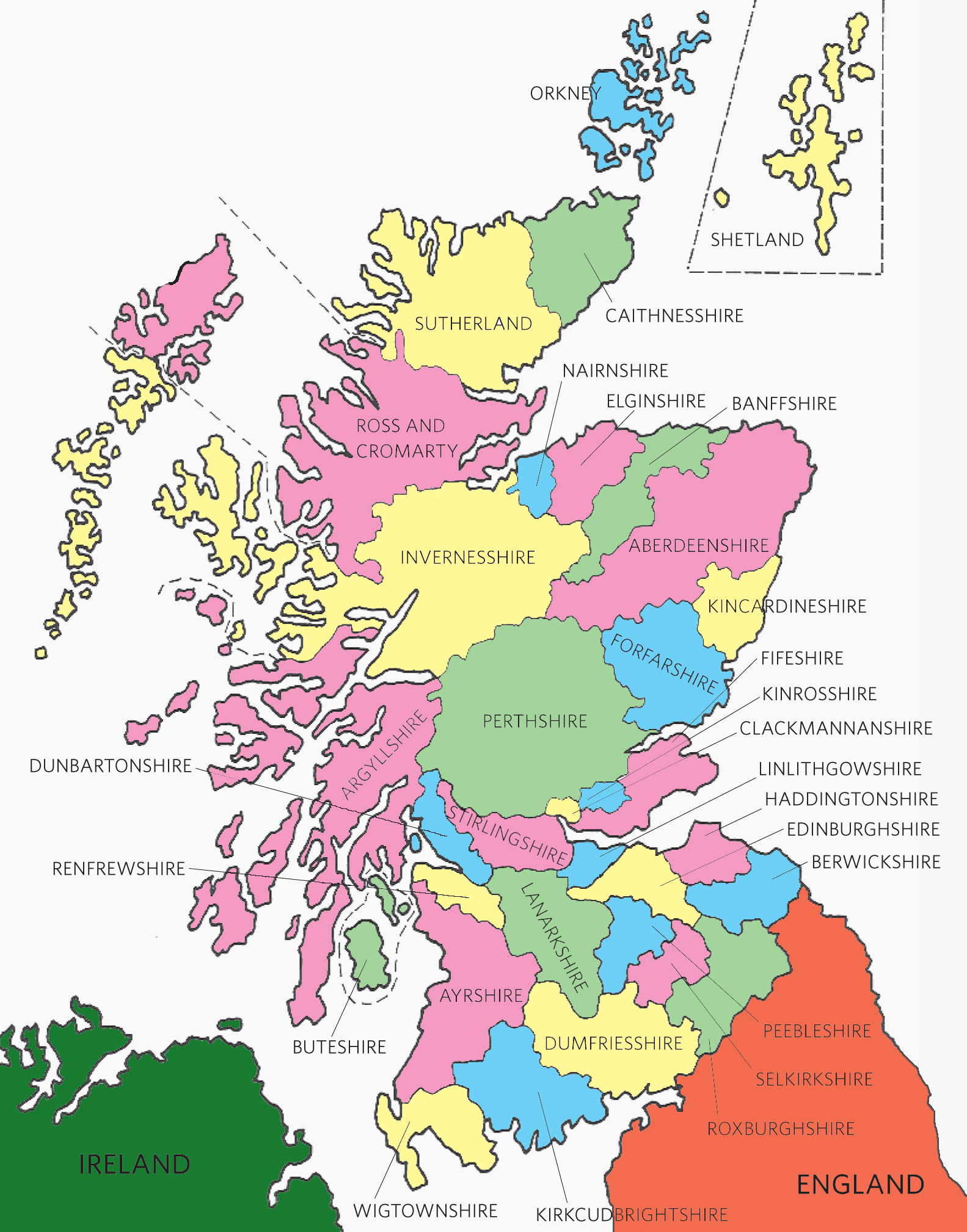 A Map Of Historical Scottish Counties