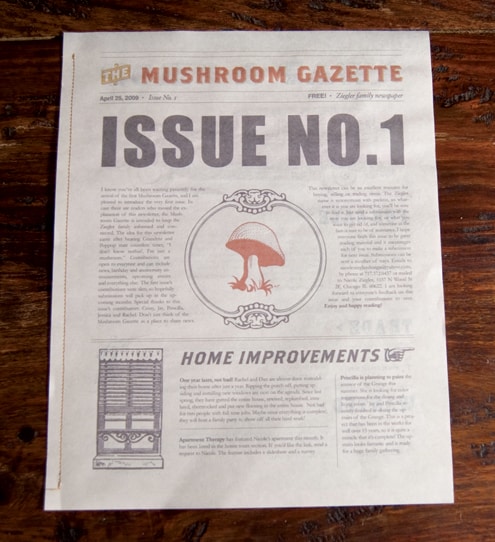 The Mushroom Gazette page 1.