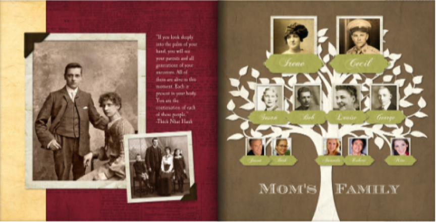 Screen shot from Mixbook.com, one of the best photo book services for family history albums.
