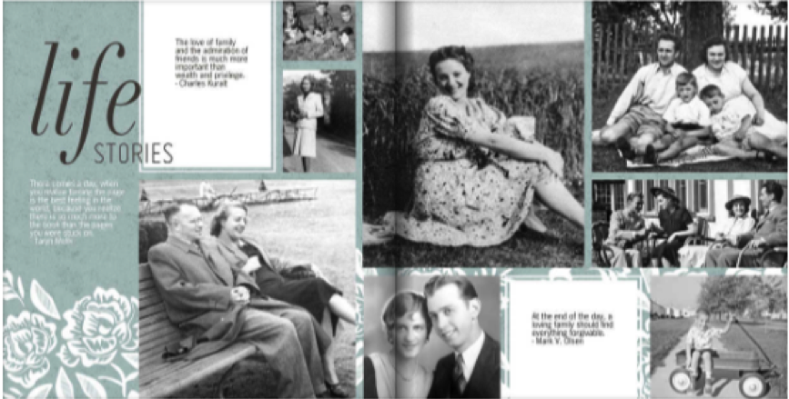 Screen shot from Mixbook.com, one of the best photo book services for family history albums.