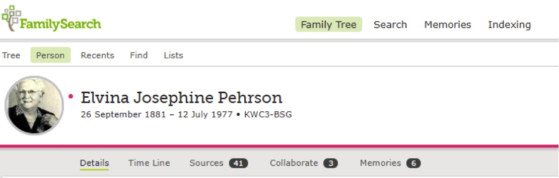 Ancestor profile on FamilySearch
