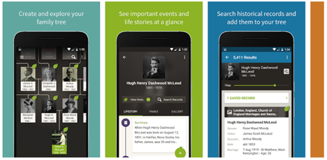 Screen shot of Ancestry.com app, one of six genealogy mobile apps we reviewed.