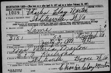 Finding the same name for different people in old records (draft card example 1).