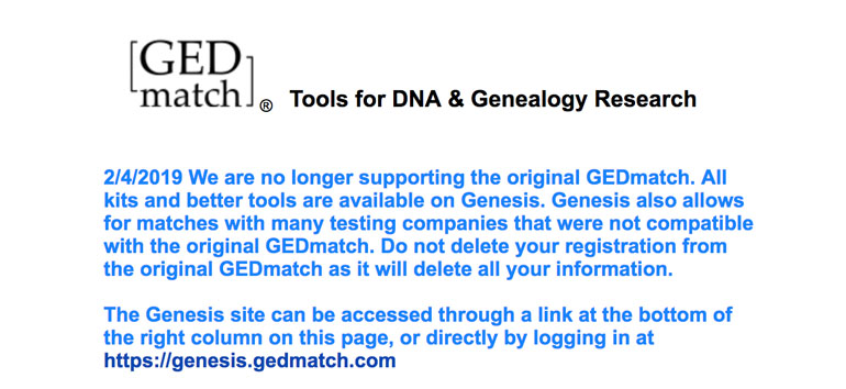 In early February, users were notified of the GEDmatch-Genesis migration.