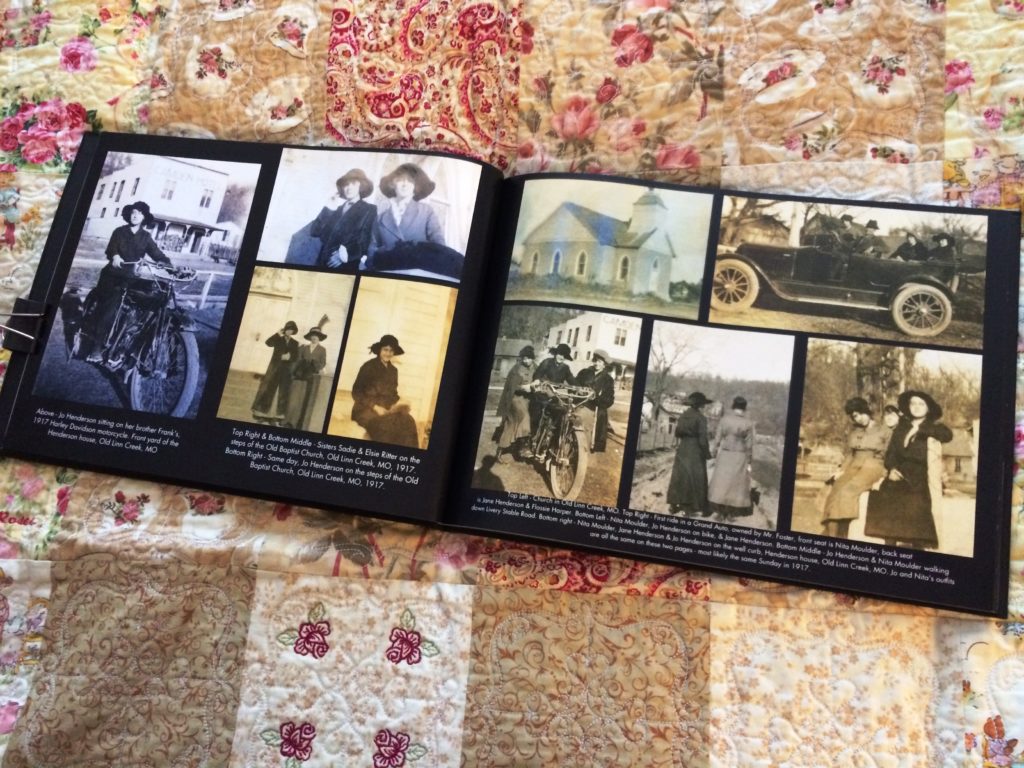 Interior pages of photo-heavy family history book.