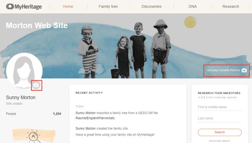 Your MyHeritage family tree doubles as a customizable family website, which you can customize.