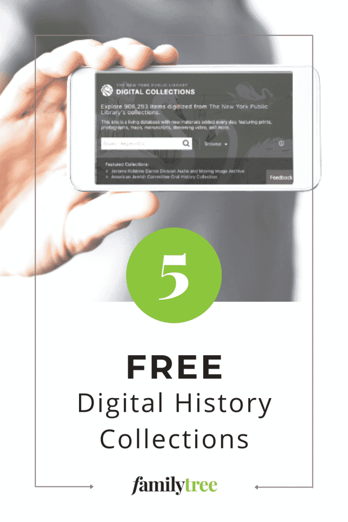 Pinterest pin for 5 Free Digital History Collections