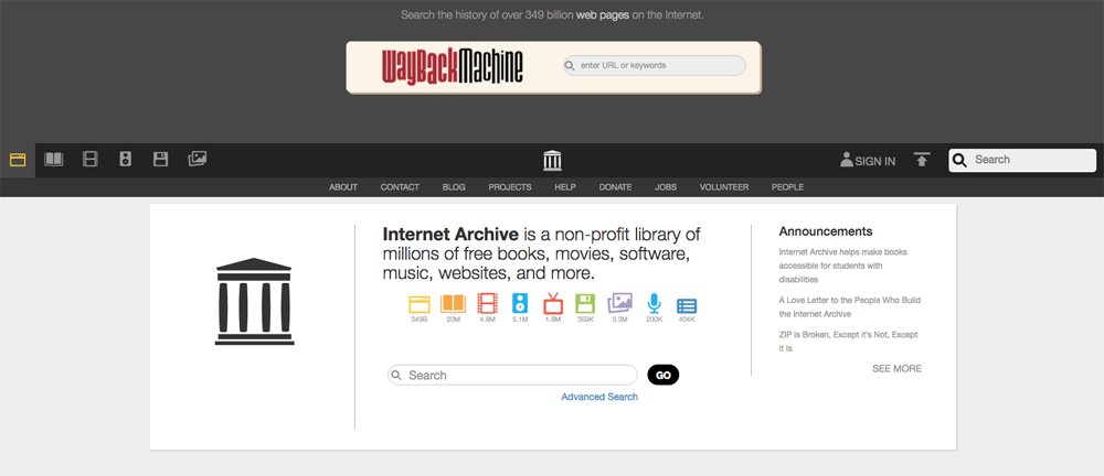 The Internet Archive takes snapshots of the web throughout time, making it a valuable free "genealogy" website.