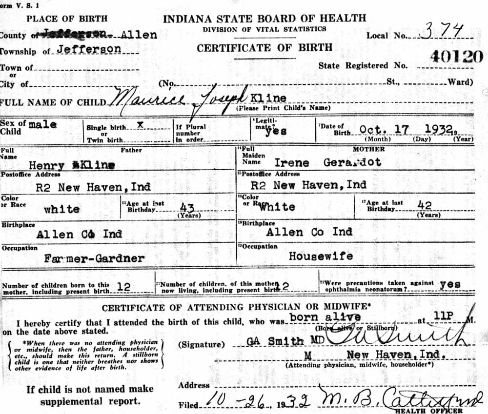 This birth record includes details such as the number of children were born to the mother (12), plus how many were alive at the time of this child's birth.