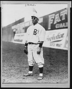 Brooklyn Dodgers outfielder Casey Stengel wearing sunglasses, circa 1915.