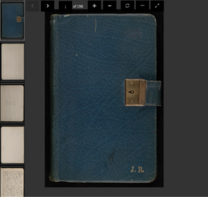 Screenshot of one the the books in the women's travel diaries digital collection from Duke University.
