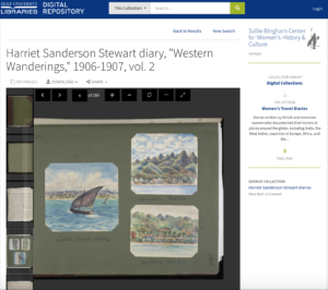 Watercolors found in one of the many digitized women's travel diaries from Duke University.