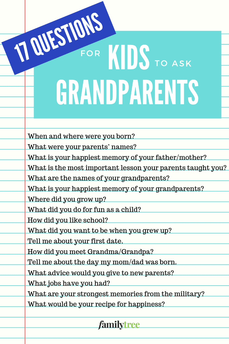 Family History Questions for Kids to Ask Grandparents
