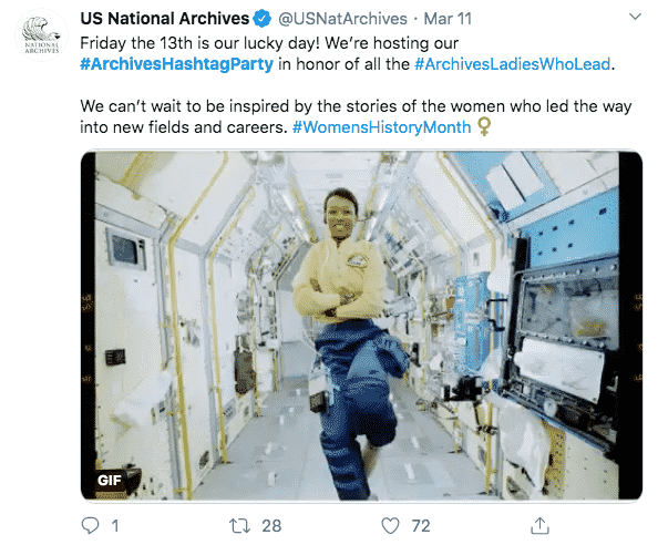 Example of a tweet from the National Archives.