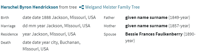 Example of a free Public Member Tree on Ancestry.com