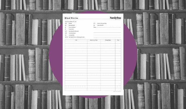 A genealogy form for listing genealogy books to buy or borrow.