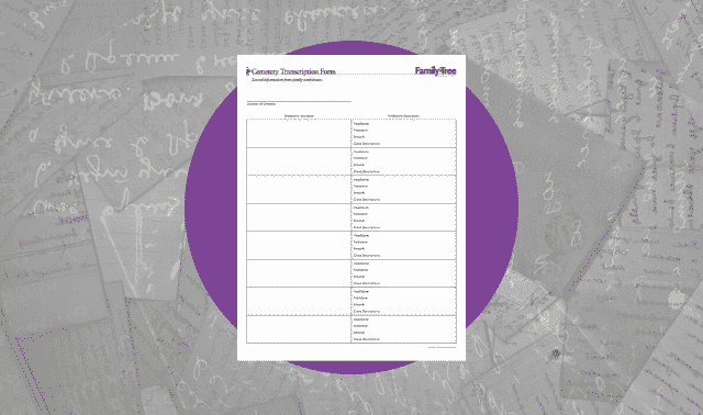 A free genealogy form to track ancestor cemetery transcriptions.