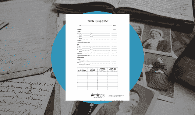 Free family group sheet download from Family Tree Magazine