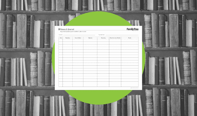 A genealogy research form for tracking sources.