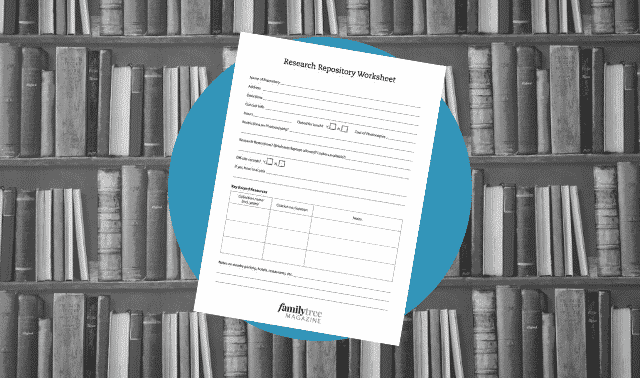 A genealogy records repository checklist form.