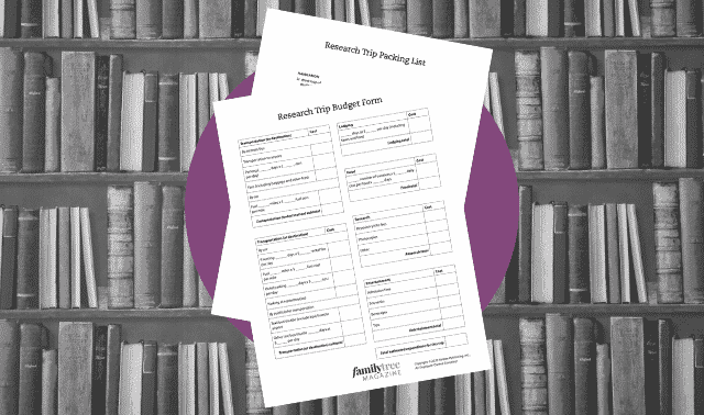 Free genealogy worksheets to help you plan a research trip.