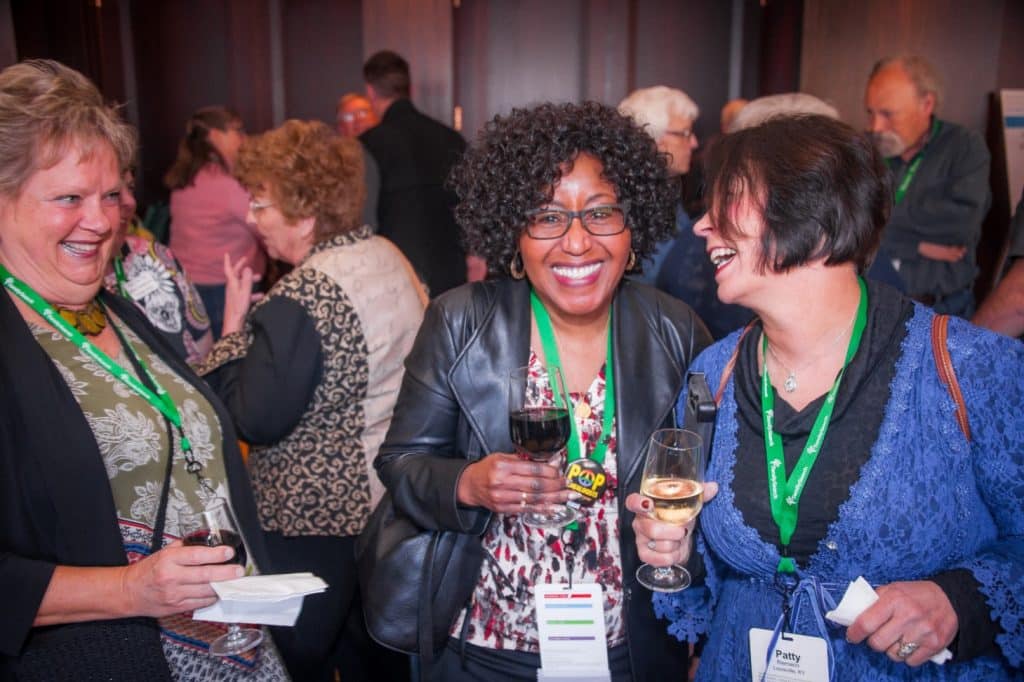 NGS members Bernice Bennet and Patty Reimann at a conference.